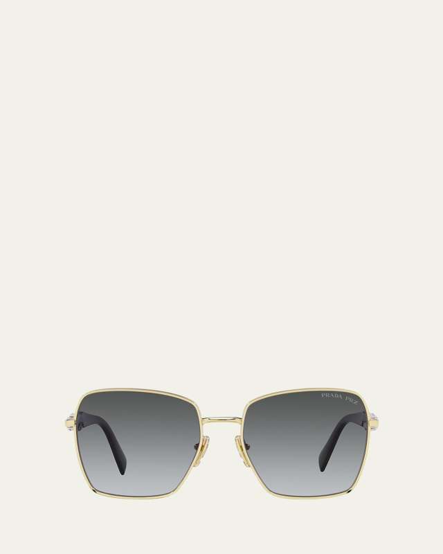 Engraved Logo Square Metal Sunglasses